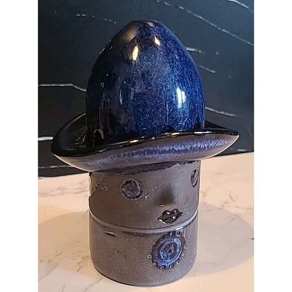 ELSI BOURELIUS Blue Woman In Hat Figure Bud Vase JIE Sweden Scandinavian 5.25" - Picture 3 of 7